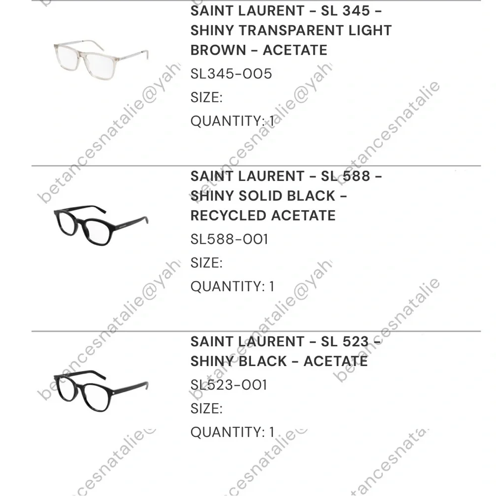 Yves Saint Laurent YSL Shiny Transparent Eyewear Eyeglasses Glasses
